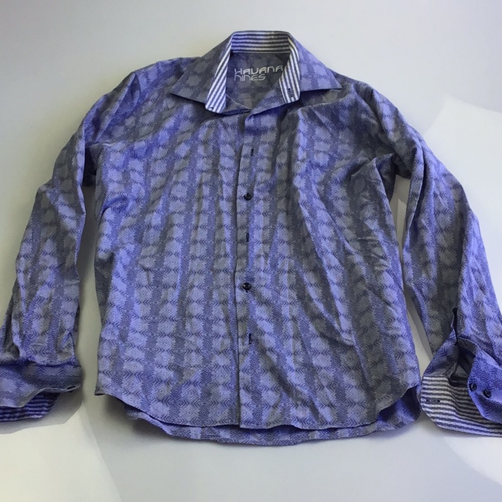 Havana Nines men’s button down dress shirt blue size M